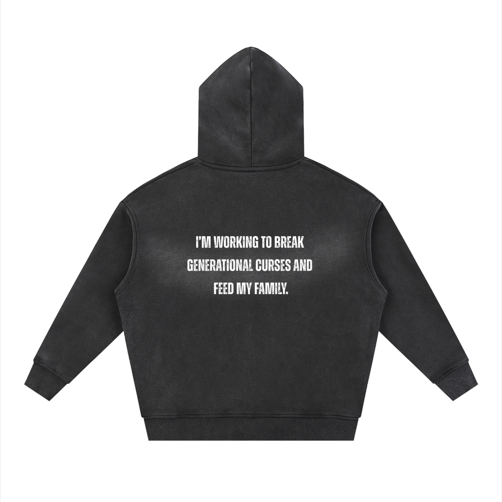 Sunfade Two-way Zipper Boxy Fleece Hoodie