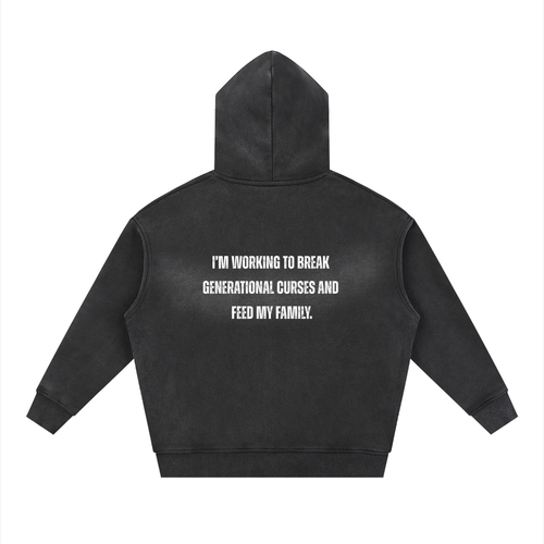 Sunfade Two-way Zipper Boxy Fleece Hoodie