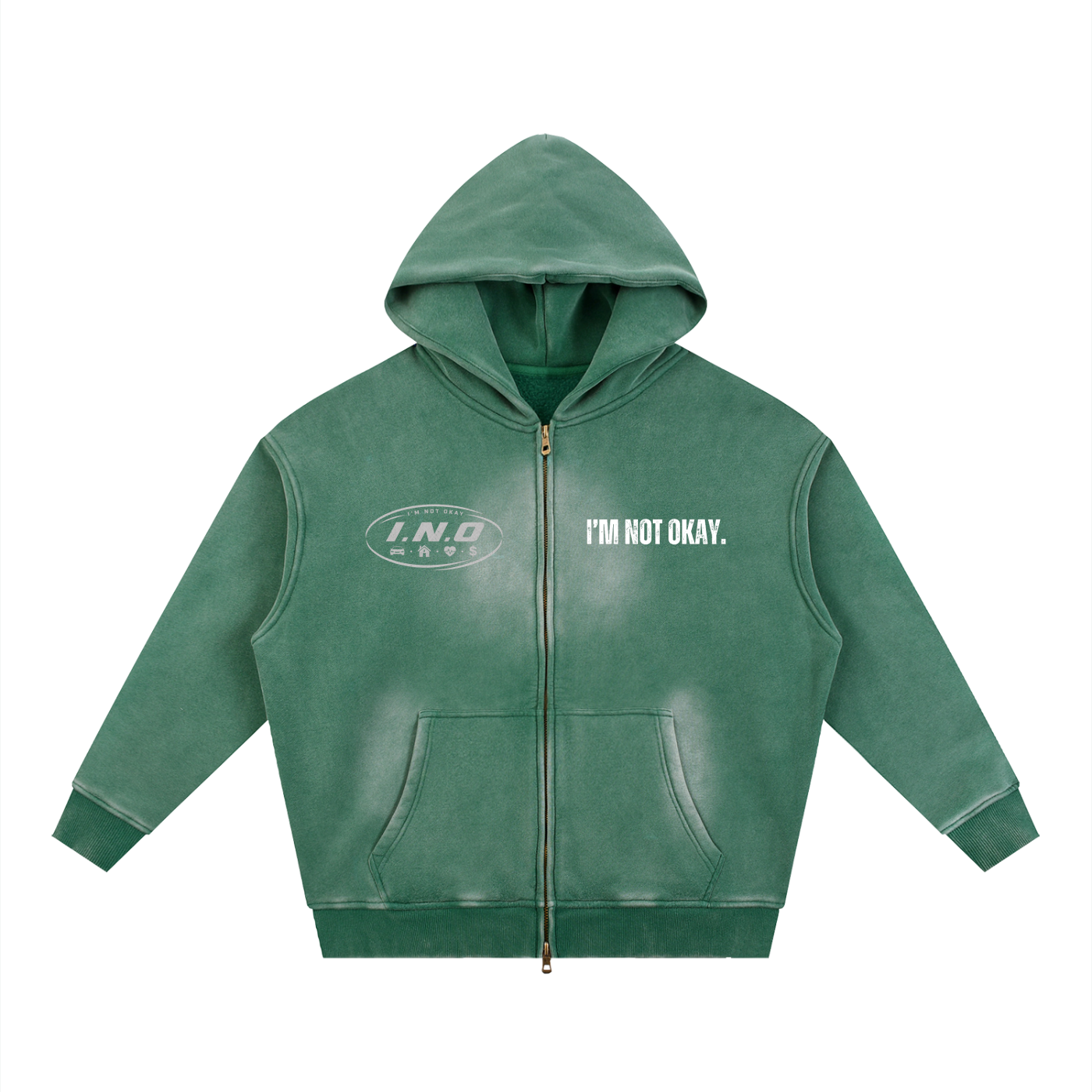 Sunfade Two-way Zipper Boxy Fleece Hoodie