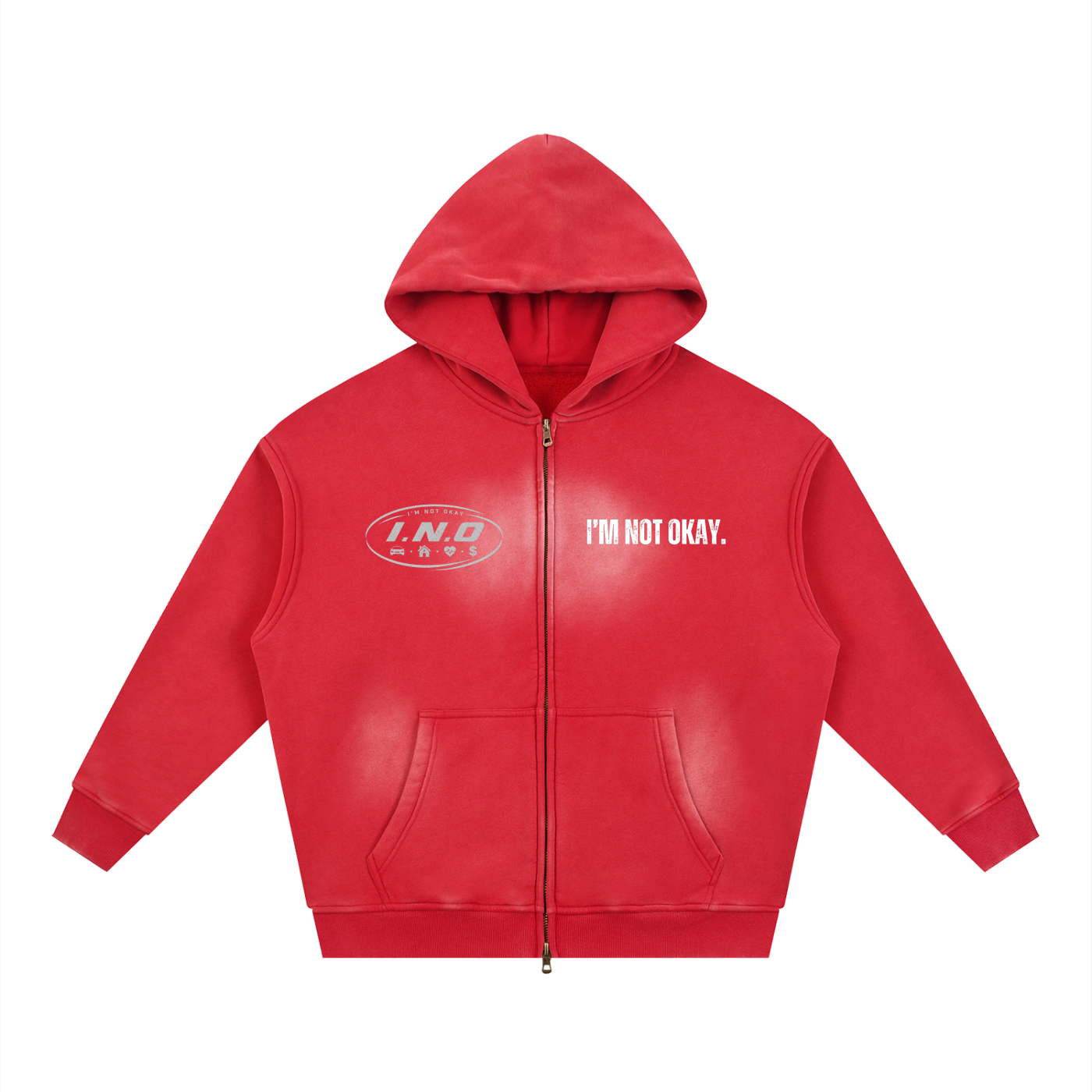 Sunfade Two-way Zipper Boxy Fleece Hoodie